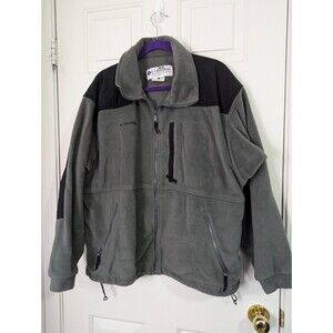 Columbia Sportswear Fleece Nylon Full Zip Jacket Mens Large Gray Black Outdoors